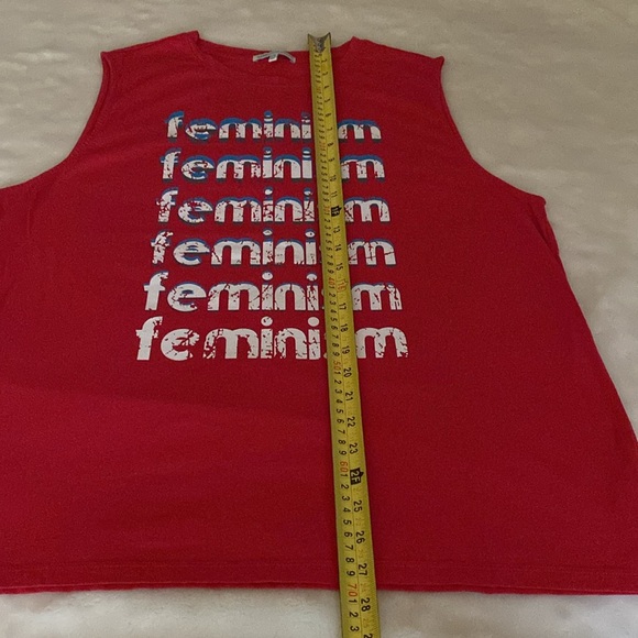 NWOT REBECCA MINKOFF “Feminism” Red Muscle Tee Size XXL - Picture 6 of 14